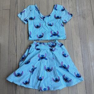 WILD RICH KIDS Girl's Disney Lilo & Stitch Crop Top & Skirt Matching Set 11/12